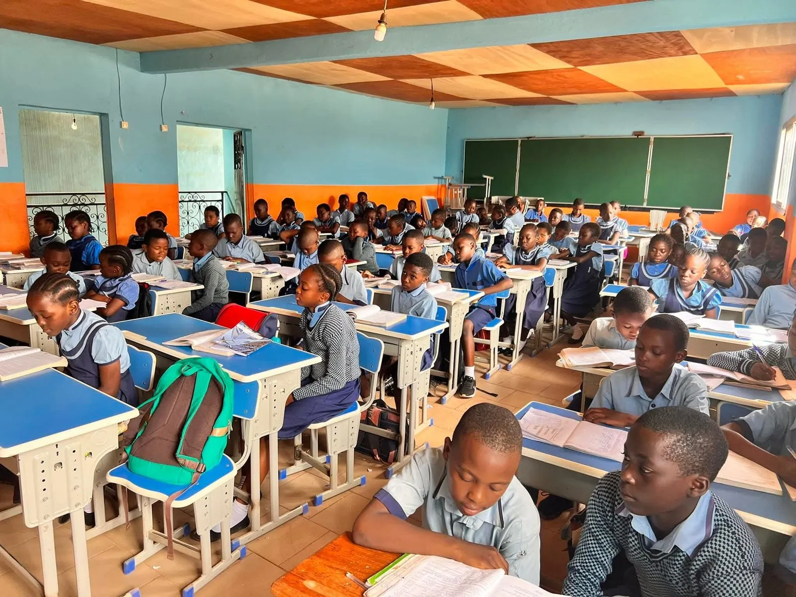 Primary school students at their desks in class at BGS