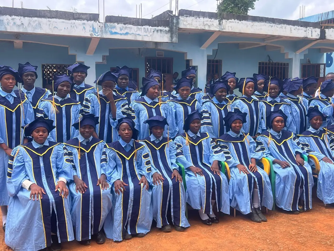 BGS Nomayos graduates posing together at their 2026 graduation ceremony