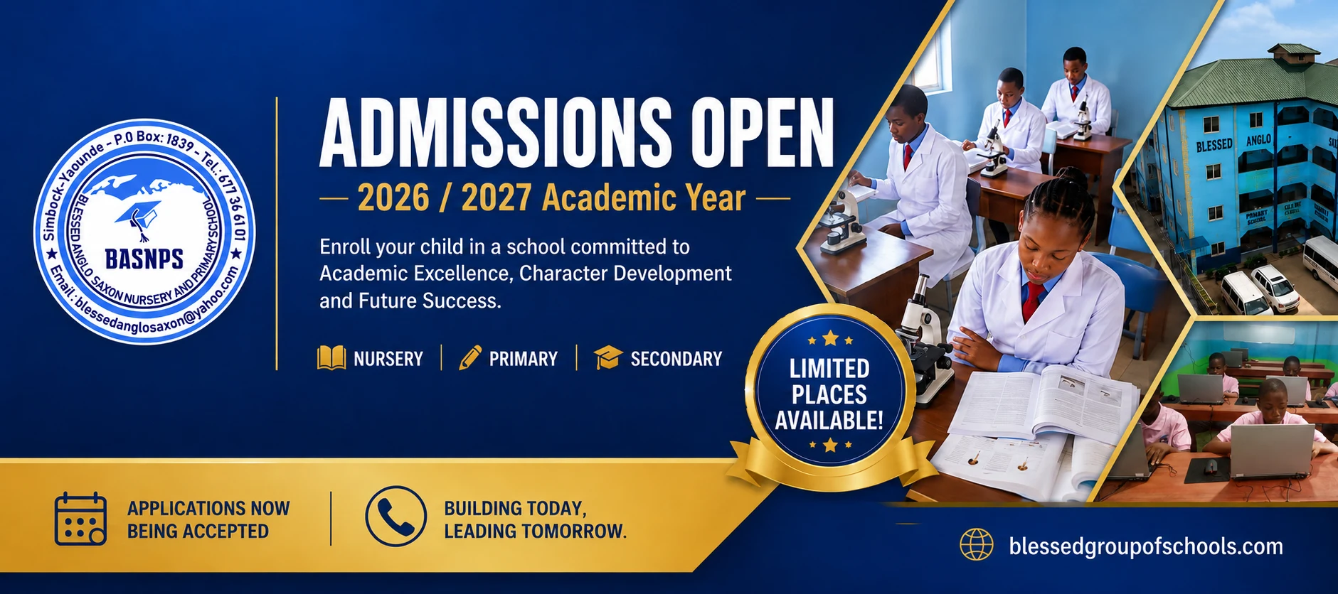 BGS Inscriptions Ouvertes 2026/2027 — Maternelle, Primaire et Secondaire. Places limitées.