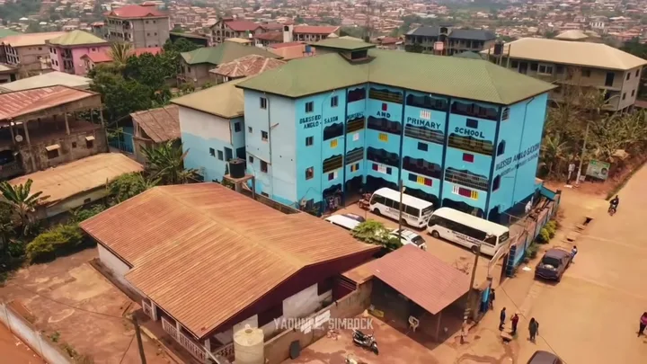 Aerial drone view of BASNPS Simbock campus — Yaoundé